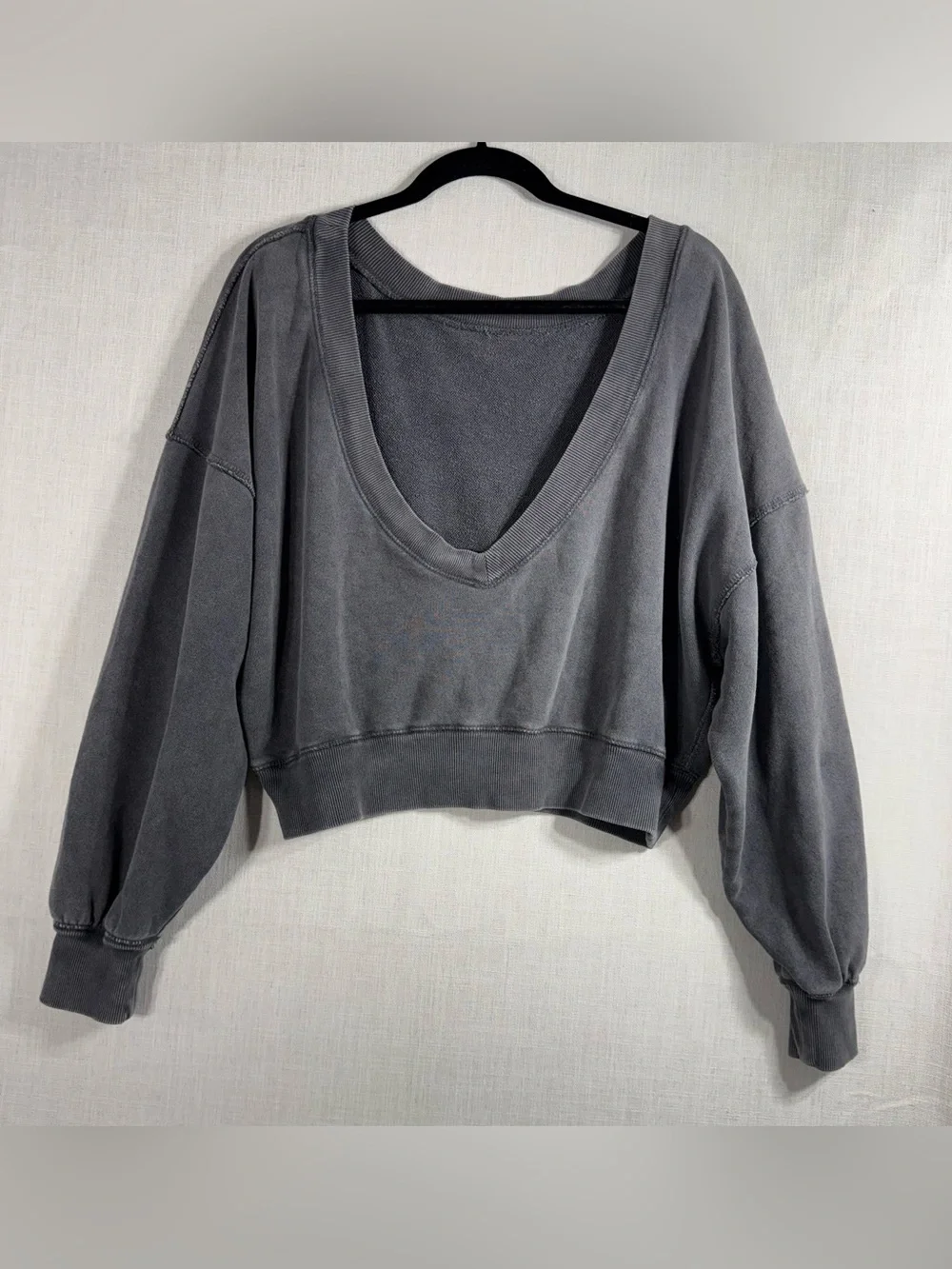 Free People Washed Charcoal Crewneck Sweatshirt - Women's